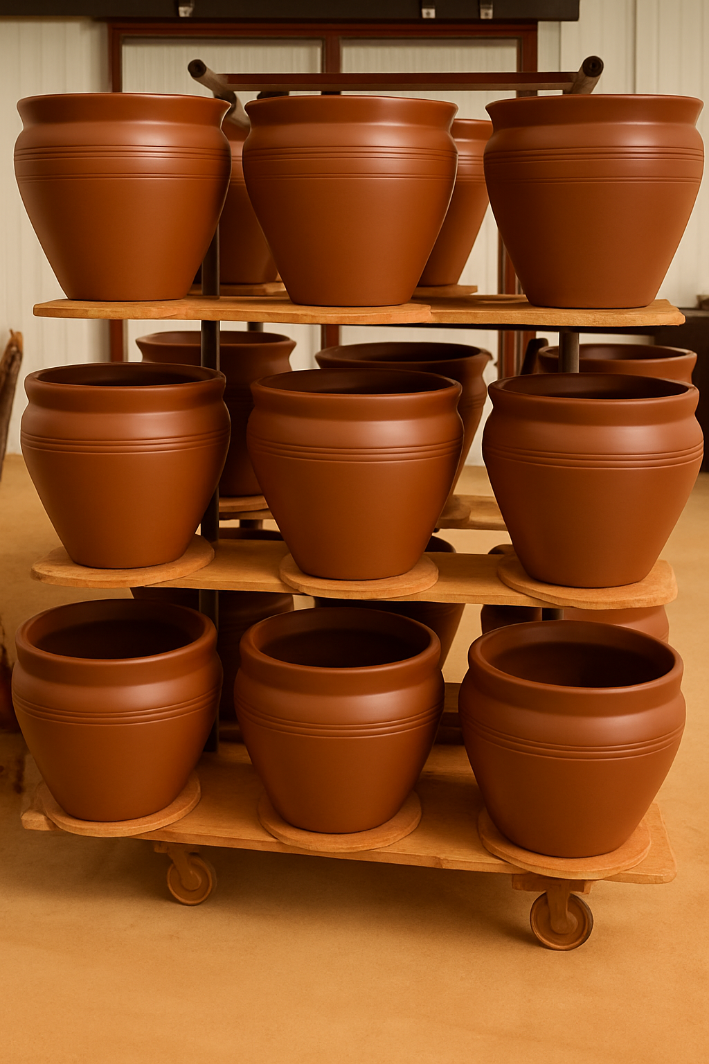 Silindirik Çizgili Çömlek Saksı