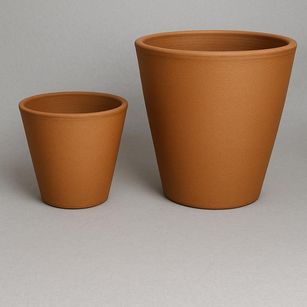 Konik Form Doğal Kırmızı Toprak Saksı – 2’li Set